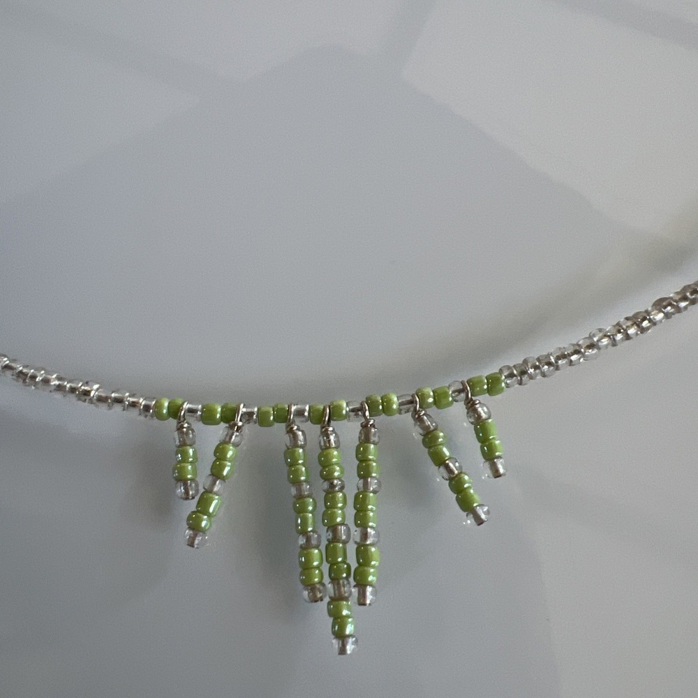 Free Spirit Peyote Bird Beaded Layered Necklace Silver Green Purple - Picture 7 of 9